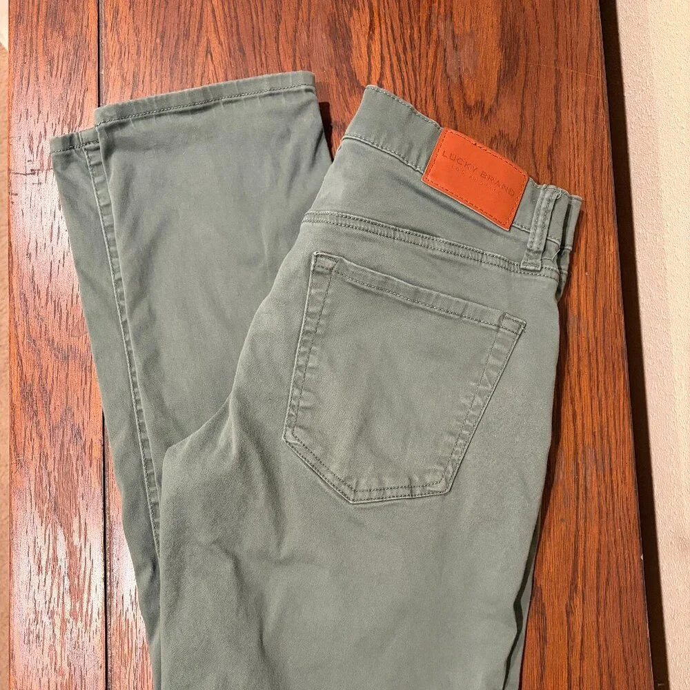 Lucky Brand 121 Slim Straight Jeans Mens 31x32 Green Denim Pants Stretch - Picture 1 of 6